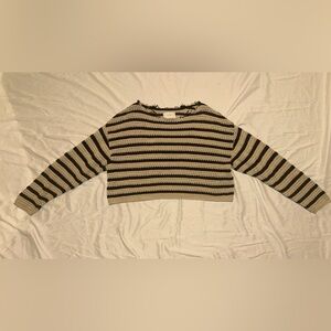 Distressed striped sweater